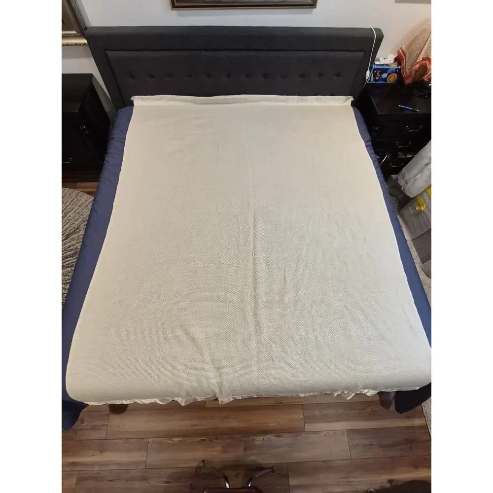 VTG Ralph Lauren Blanket Waffle Weave Satin Binding Acrylic Beige Ivory 68x89